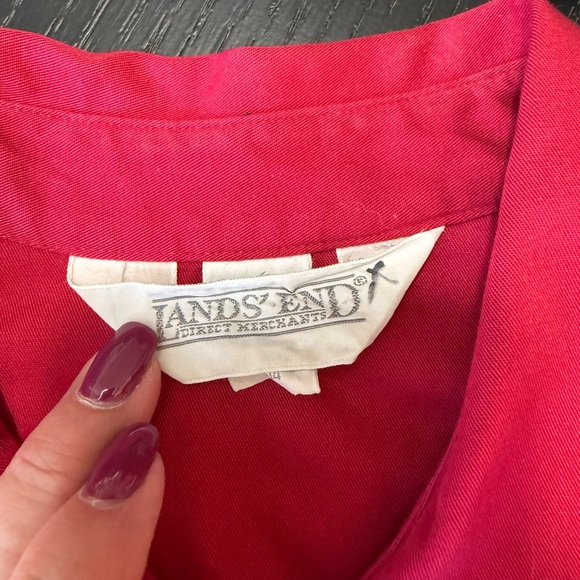 Vintage Lands’ End Burgundy Button Shirt Dress Belted Size 14 - Picture 8 of 9